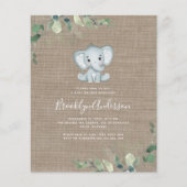 バジェットエレファントユーカリプトゥスベビーブシャワー招待状 (正面)