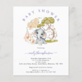 バジェットエレファント薄紫ベビーシャワー招待状 (正面)