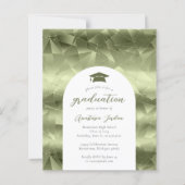 バジェットオリーブグリーングラムジオアーチ卒業式招待状 (正面)