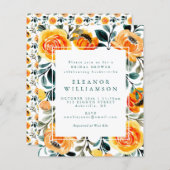 バジェットオレンジウォーターカラーフラワーズブライダルシャワー (正面/裏面)