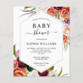 バジェットオレンジバラフレームベビーシャワー招待状 (正面)
