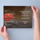 バジェットオレンジフラワーインメイソンジャー結婚式 プログラム チラシ (手)