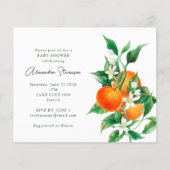 バジェットオレンジフルーツかわいいベビーシャワー招待状 (正面)