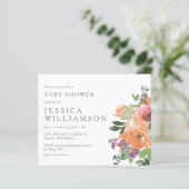 バジェットオレンジフローラアートベビーシャワー招待状 (スタンド正面)