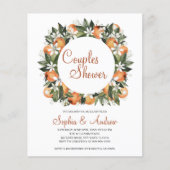 バジェットオレンジフローラカップルシャワー招待状 (正面)