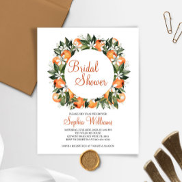 バジェットオレンジフローラブライダルシャワー招待