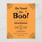 バジェットオレンジブラックハロウィーンブライダルシャワー招待状 (正面)