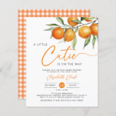 バジェットオレンジリトルかわいこちゃんベビーシャワー招待状 (正面/裏面)