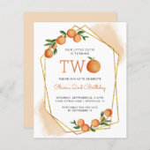 バジェットオレンジリトルかわいこちゃん2nd誕生日招待状 (正面/裏面)