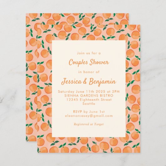 バジェットオレンジ果実水カラーカップルシャワー (正面/裏面)