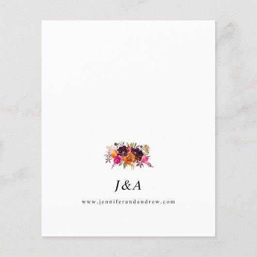 バジェットオレンジ、ピンク、紫の秋フローラ2ウェディング チラシ (裏面)