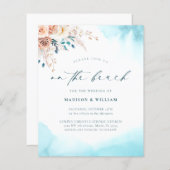 バジェットオンビーチブルー結婚式招待状 (正面/裏面)