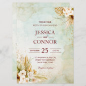 バジェットオータムウォーターシンプルカラー結婚ズ 招待状 (正面/裏面)