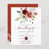 バジェットオータムウォーター色フローラ結婚式招待状 (正面/裏面)