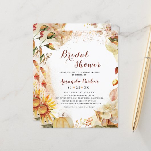 バジェットオータムカボプキンサンフラワーブライダルシャワー (正面/裏面インサイチュ)