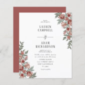 バジェットオータムテラコッタフローラ結婚式招待状 (正面/裏面)