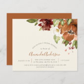 バジェットオータムフローラアイボリーブライダルシャワー招待状 (正面/裏面)