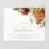 バジェットオータムフローラオレンジブライダルシャワー招待状 (正面)