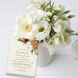 バジェットオータムフローラオレンジ結婚式招待状