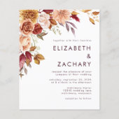 バジェットオータムフローラブルゴーニュ結婚式招待状 (正面)