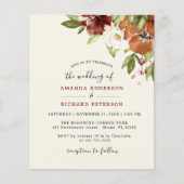 バジェットオータムフローラブルゴーニュ結婚式招待状 (正面)