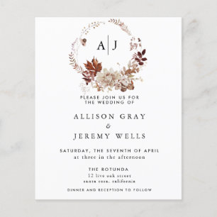 バジェットオータムモノグラム結婚式招待状 チラシ