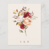 バジェットオータム秋フローラアイボリー結婚式招待状 (裏面)