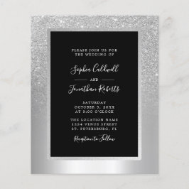 バジェットオールインワンシルバーフォイル結婚式招待状