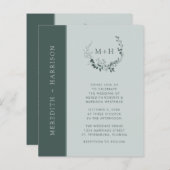 バジェットオールインワンセージエメラルド結婚式招待状 (正面/裏面)