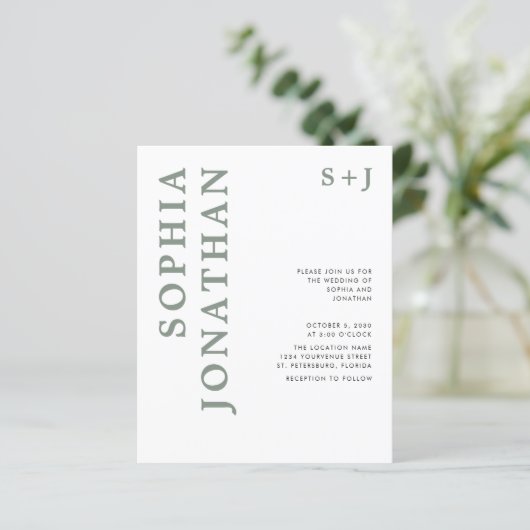 バジェットオールインワンセージグリーン結婚式招待状 (スタンド正面)