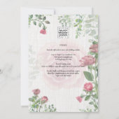 バジェットオールインワンダスティピンクローズフローラ結婚ズ 招待状 (裏面)