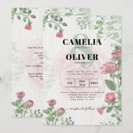バジェットオールインワンダスティピンクローズフローラ結婚ズ 招待状