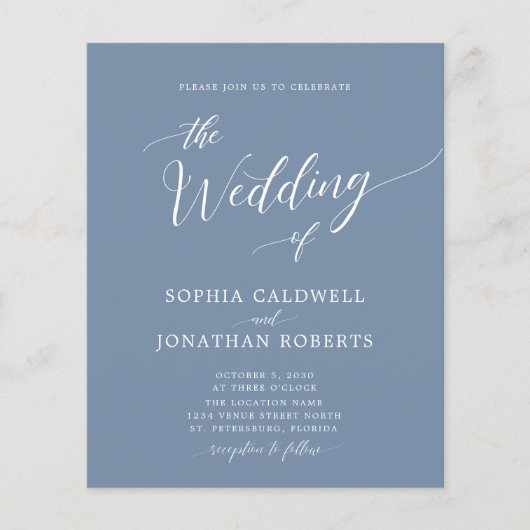 バジェットオールインワンダスティブルー結婚式招待状 (正面)