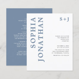 バジェットオールインワンダスティブルー結婚式招待状