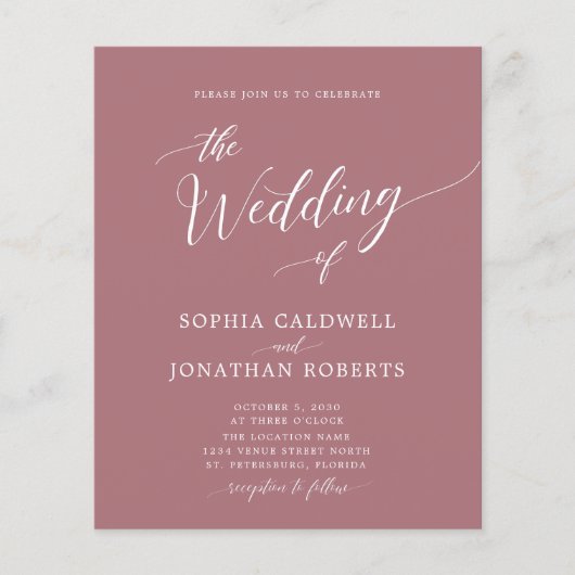 バジェットオールインワンダスティーバラ結婚式招待状 (正面)