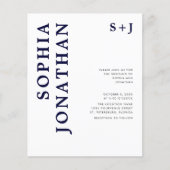 バジェットオールインワンネイビーブルー結婚式招待状 (正面)