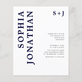 バジェットオールインワンネイビーブルー結婚式招待状