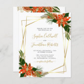 バジェットオールインワンポインセチア冬の結婚式招待状 (正面/裏面)