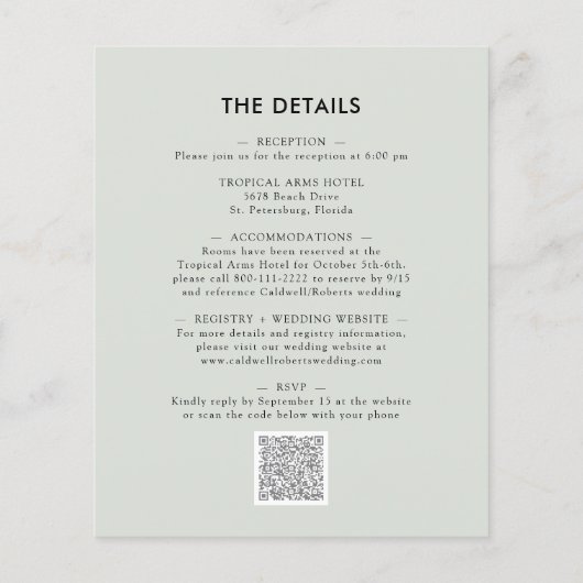 バジェットオールインワンユーカリ結婚式招待状 (裏面)