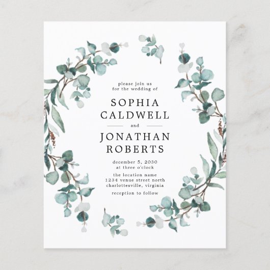 バジェットオールインワンユーカリ結婚式招待状 (正面)