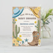 バジェットカウボーイブルーイエローウェスタンブーツフェルトハット 招待状 (スタンド正面)