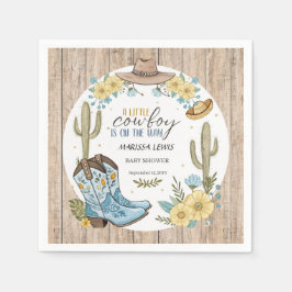 バジェットカウボーイブルーイエローウェスタンブーツ感じハット スタンダードカクテルナプキン