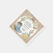 バジェットカウボーイブルーイエローウェスタンブーツ感じハット スタンダードカクテルナプキン (角)