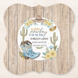 バジェットカウボーイブルーイエローウェスタンブーツ感じハット ペーパーコースター