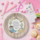 バジェットカウボーイブルーイエローウェスタンブーツ感じハット ペーパープレート (パーティー)