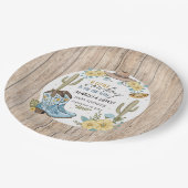 バジェットカウボーイブルーイエローウェスタンブーツ感じハット ペーパープレート (アングル)