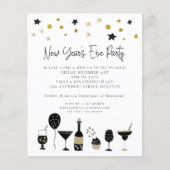 バジェットカクテル金ゴールドブラックニューイヤーイブ招待状 (正面)