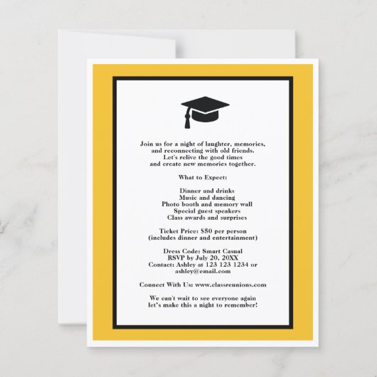 バジェットカスタムイエローブラッククラス懇親会招待状 (裏面)