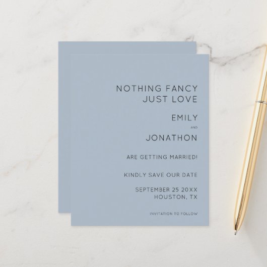 バジェットカスタムダスティブルーウェディング日付を保存 (正面/裏面インサイチュ)