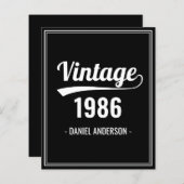 バジェットカスタム誕生年黒誕生日招待状 (正面/裏面)